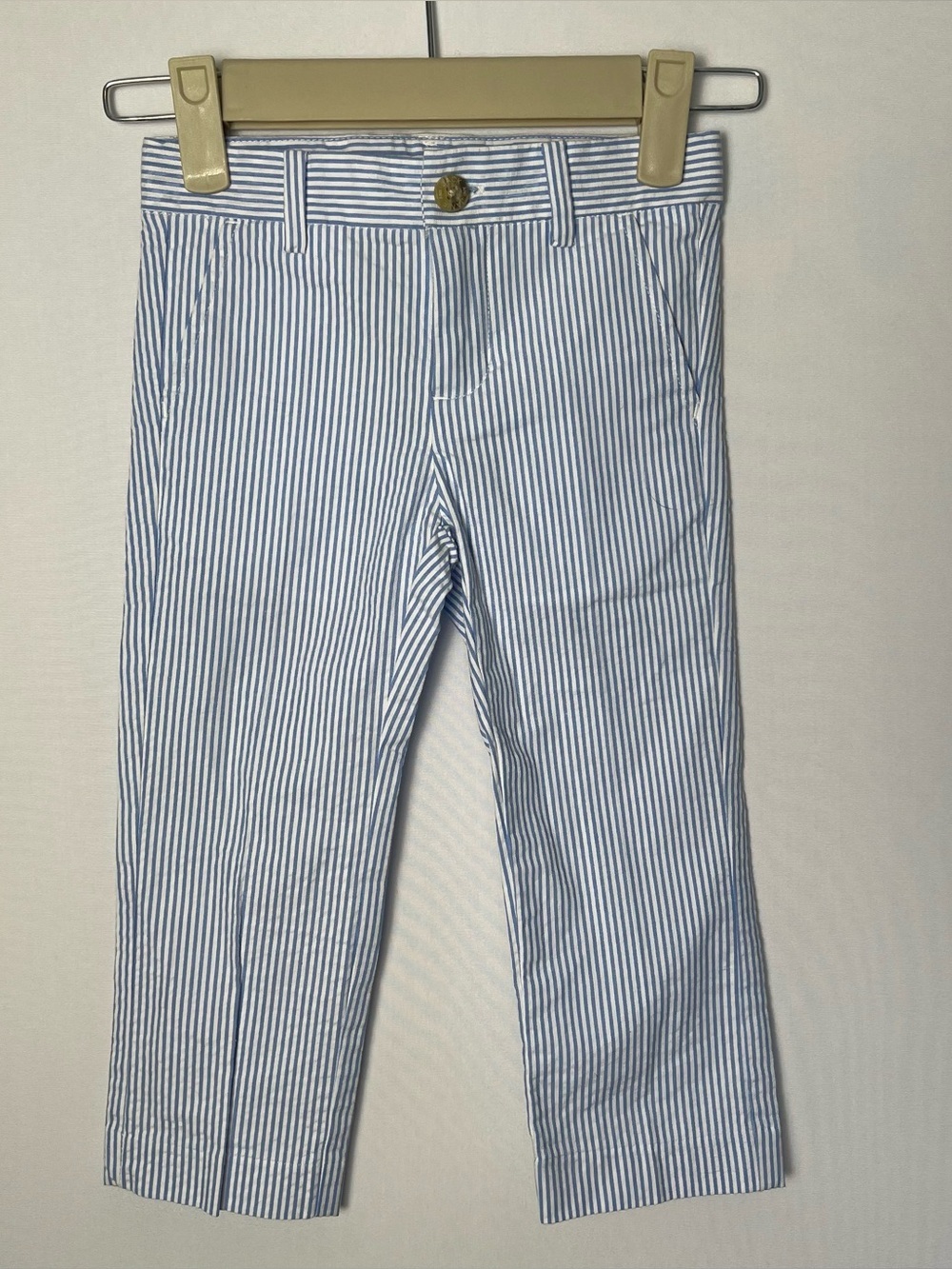 Janie & Jack Seer Sucker Pants Light Blue Stripe Cotton Boys Size 2T Preppy